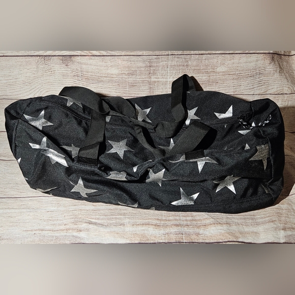 Victoria's secret PINK black silver stars large duffle bag travel bag - Picture 3 of 10